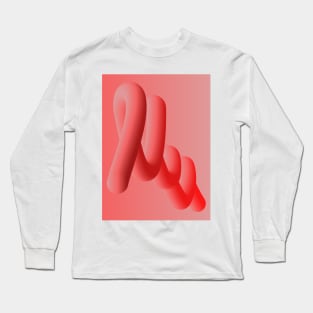 Fluid geometric red shape. Abstract worm Long Sleeve T-Shirt